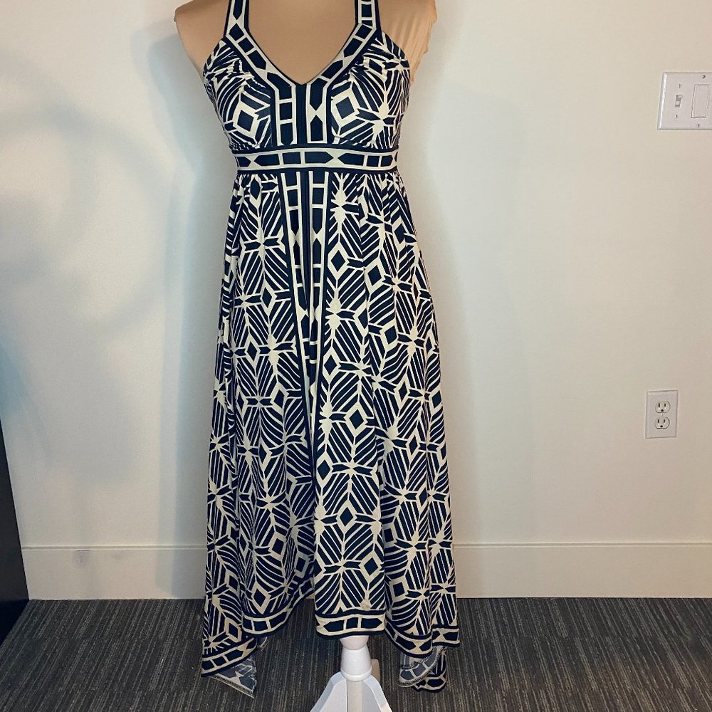 PATTERNED HANDKERCHIEF DRESS WITH CRISS CROSS STRAPS - PETITE